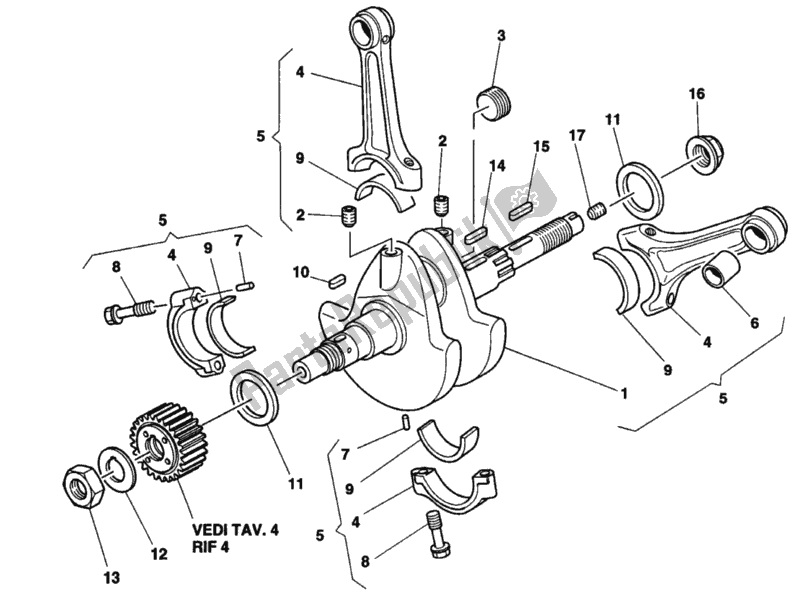 All parts for the Crankshaft of the Ducati Supersport 750 SS 1994